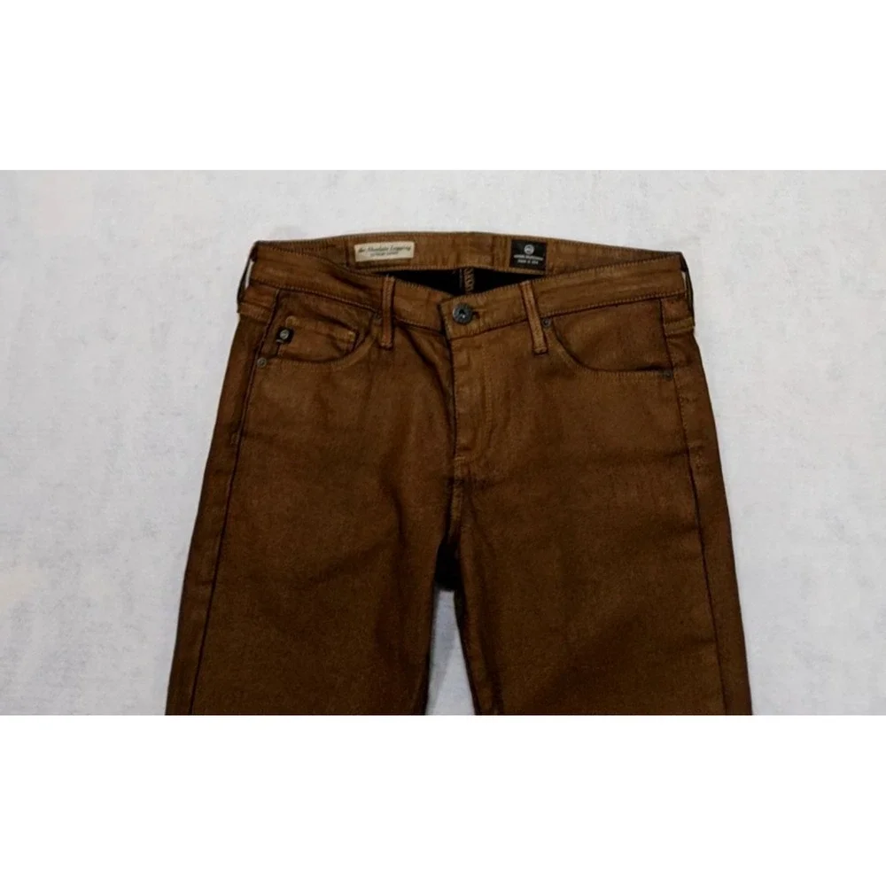 AG Adriano Goldschmied The Absolute Womans Sz 28 Extra‎ Skinny Wax Coated Brown - Picture 2 of 5